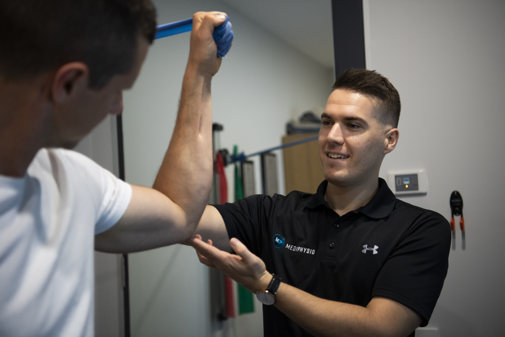 Shoulder assessment by physiotherapist 